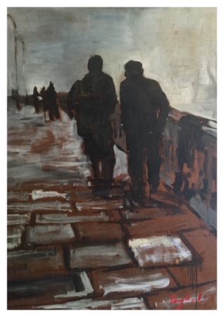 England, Frederick J NDD ATC (London) MFPS (1939-) Poppy Seller Vauxhall Bridge - Trent Art