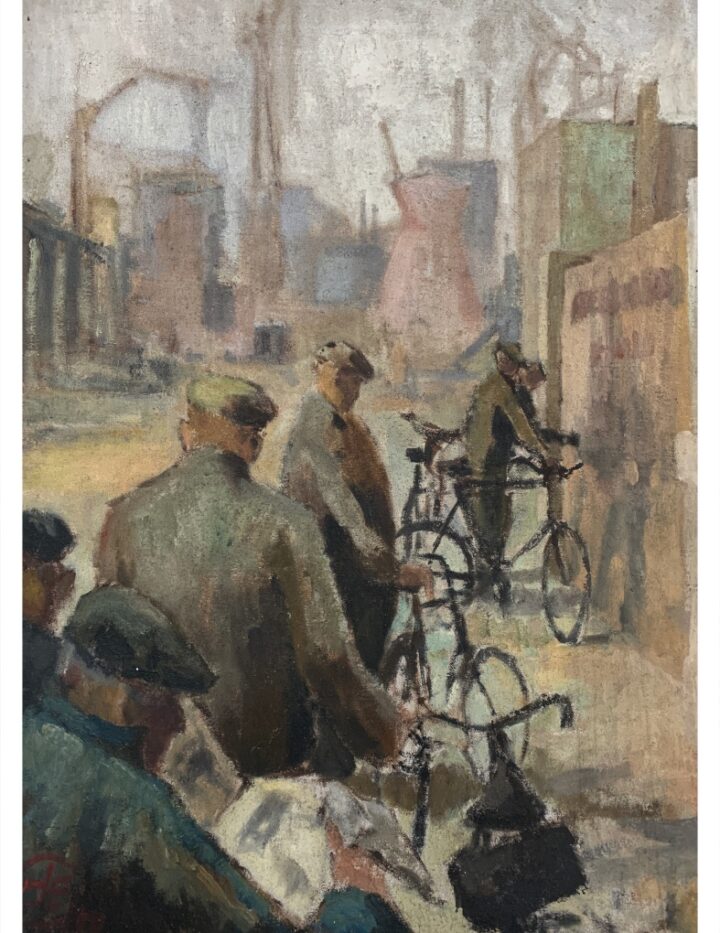 England, Frederick J NDD ATC (London) MFPS (1939 – ) Clock on Time, Grill Floors Peterborough