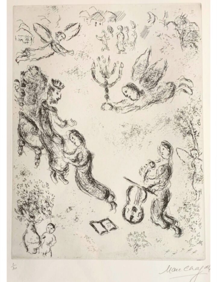 Marc Chagall Original Lithograph David with The Angels for sale Trent Art Newcastle